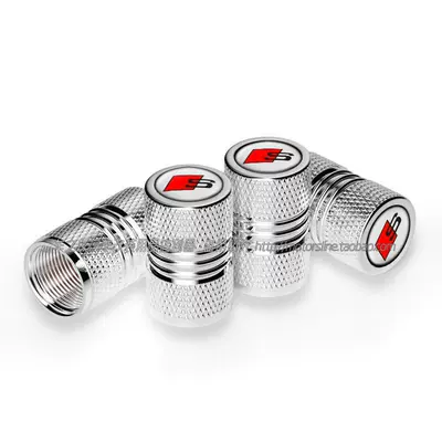 valve — for Audi Tire Valve Caps - s-mark-on-white-background-4-silver-pieces