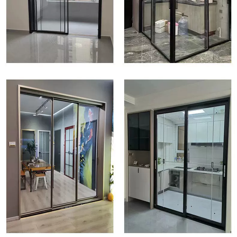 室内极窄厨房阳台极窄铝合金推拉门移门口袋门隐形钢化玻璃批发厂