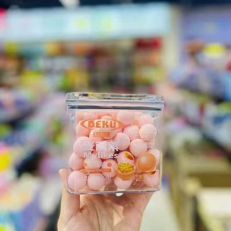 德酷麦丽素奇亚籽果汁软糖厚酸奶奶片糖草莓巧克力牛奶味儿童糖果