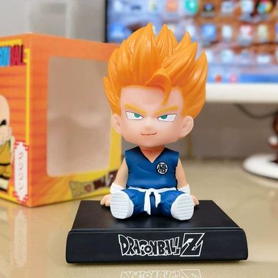 Car ornaments Bobblehead Dolls, Car Interior - -shaking-head-blue-saiyan