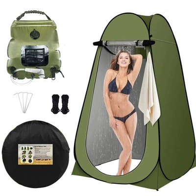 Kempinq və səyahət — Emergencies, Folding Toilet Tent - single-14m-window-green-tent-green-bath-bag-white-spray-gun-head