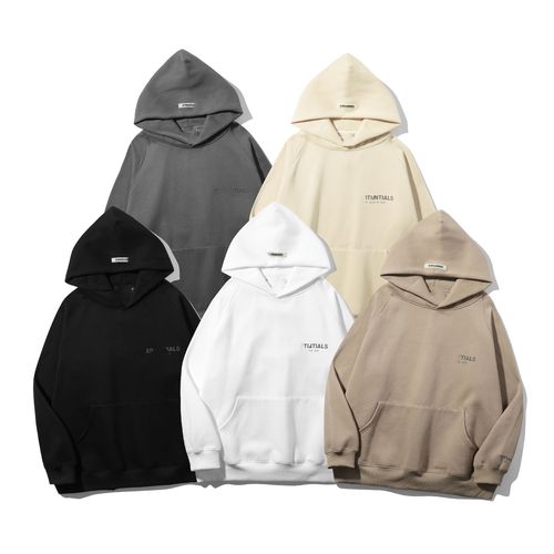 Autumn/Winter American Style Solid Color Hooded Sweatshirt Trendy Unisex Small Letter Print Loose Double Layer Hooded Sweatshirt Outerwear