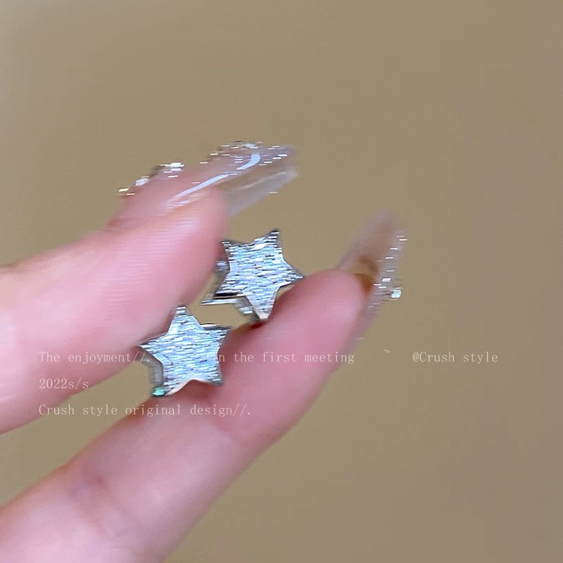 Double-sided zirconium star earrings
