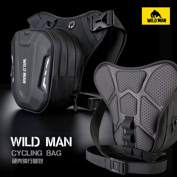 Wild Man Motorcycle Leg Bag for Men, Riding Waist Bag, Biker Hard Shell Bag, Crossbody Bag, Sports Motorcycle Gear