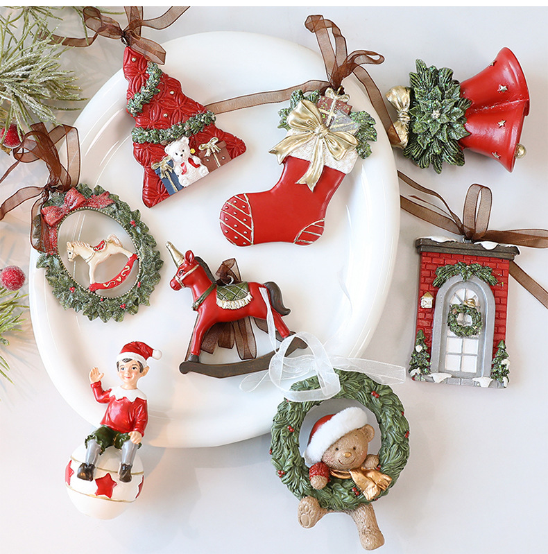 Klasik Noel Süsü Seti - El Yapımı Reçine Tatil Süslemeleri (Vintage Esintili, 10 Benzersiz Tasarım, Kırılmaz ve Hafif)_voghion.com