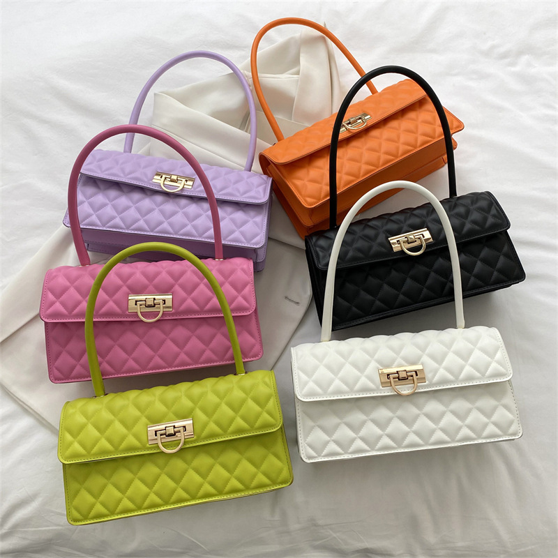 Popular Texture Bags Fashion Embossed Rhombic Small Fragrance Style One Shoulder Underarm Women S Bag Internet Celeb_voghion.com