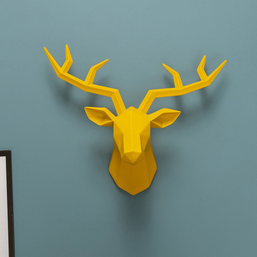 노란색 기하학적 사슴 머리