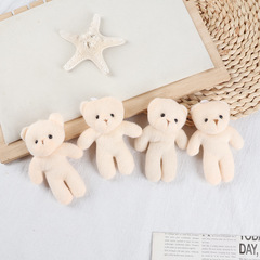 フラットシルククマぬいぐるみキーホルダーバッグアクセサリーベージュワンピースクマペンダントぬいぐるみペンダント卸売
