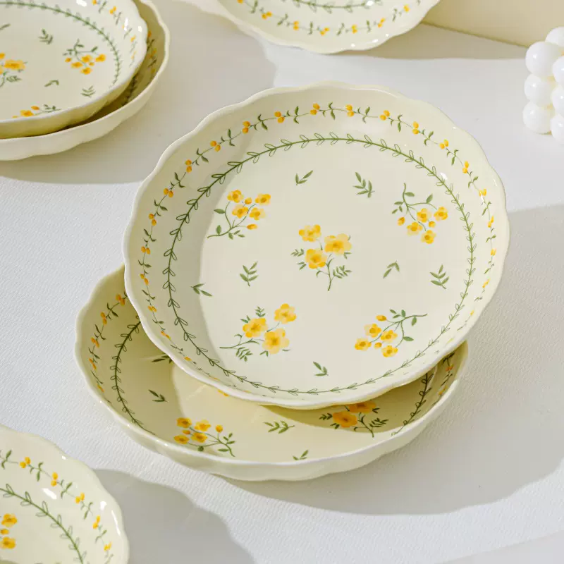 日式家用新款盘子菜盘蒸鱼盘陶瓷餐盘高级感双耳盘菜碟子深盘餐具