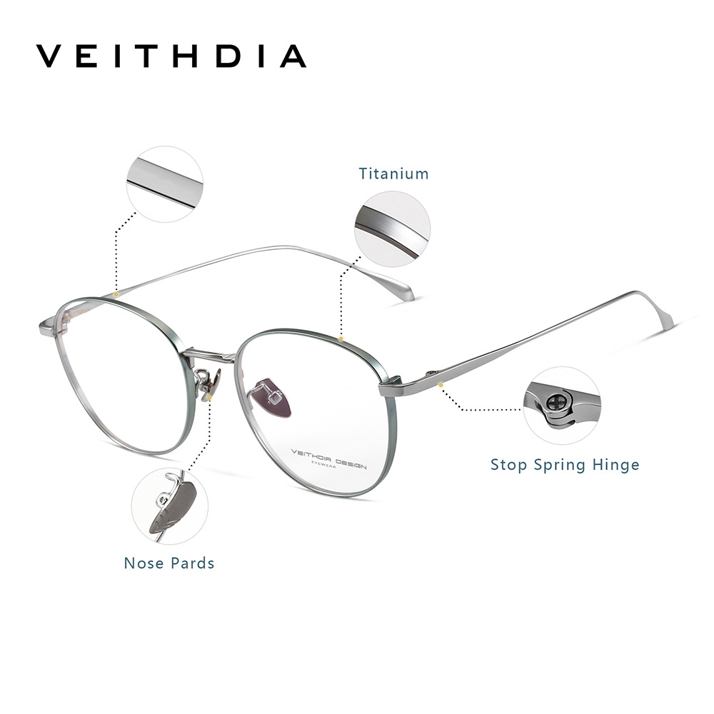 Marco de espejo de miopía óptica de titanio puro para hombres y mujeres retro redondo simple con grado transfronterizo punto 9918