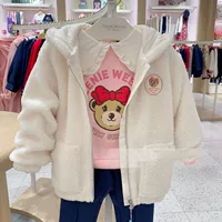 Детская одежда Little Bear, зимняя бархатная куртка на молнии Тедди для девочек TKJJ214952B