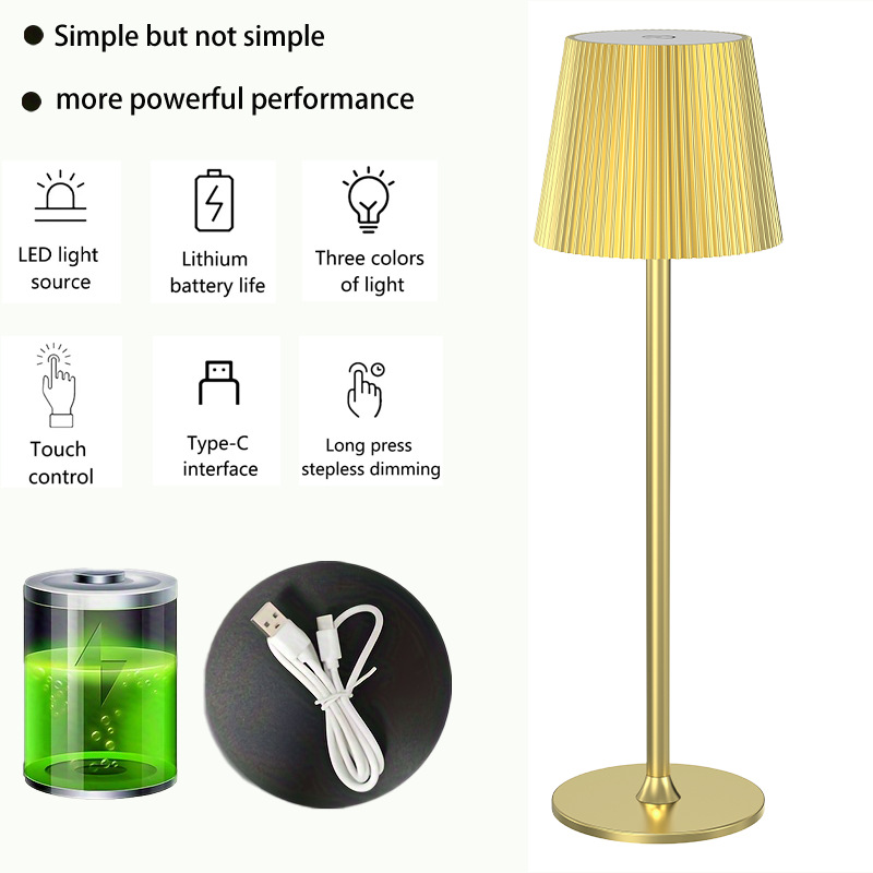 Fabrica directa transfronteriza rayas pie alto redondo lámpara de escritorio base de carga moderna y simple lámpara de atmósfera lámpara de mesa de comedor image 8