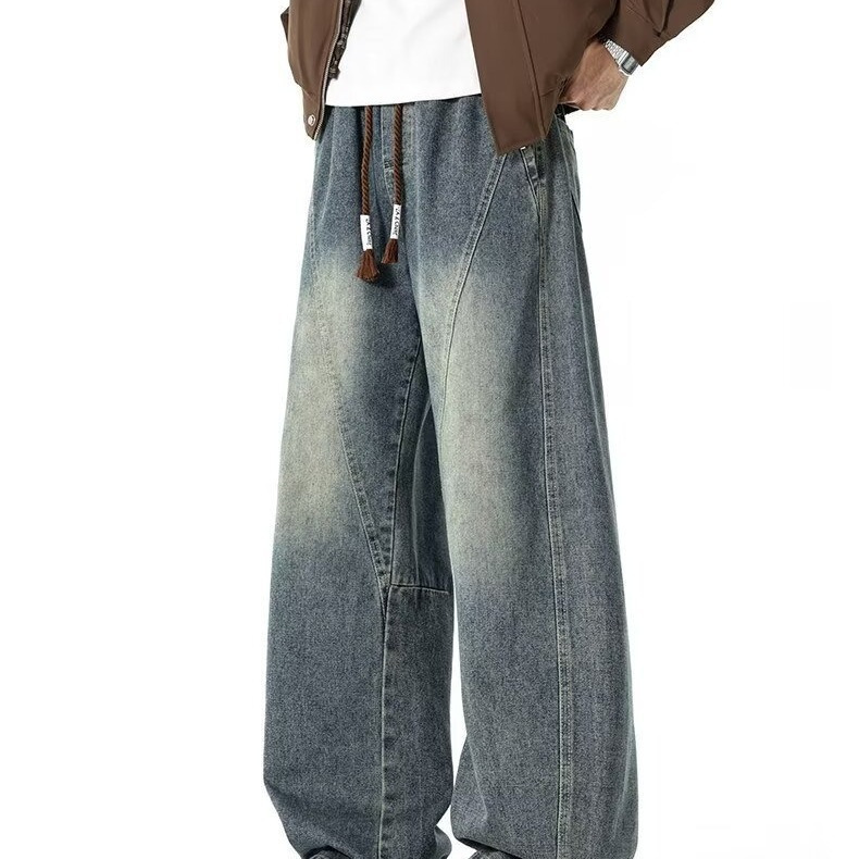 American Retro Washed Wide-Leg Jeans for Men 2026 New American Trendy Brand Loose Stylish Drapey Casual Pants