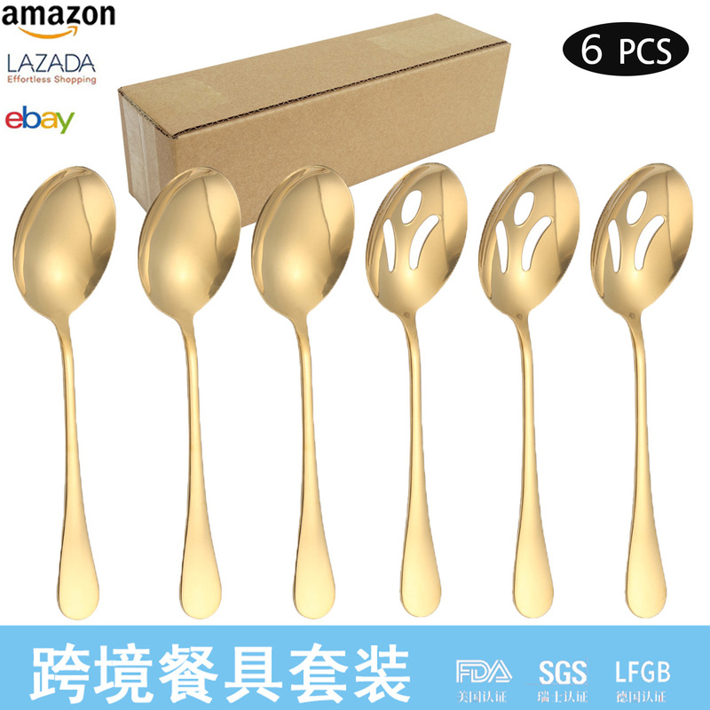 Cross-border 1010 stainless steel public spoon long handle buffet spoon drain hotel spoon service spoon tableware Cross-border 1010 stainless steel public spoon long handle buffet spoon drain hotel spoon service spoon tableware
