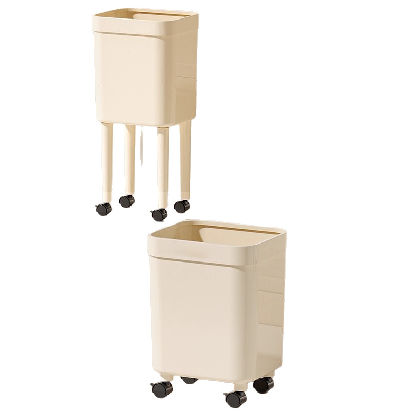 Basurero de pies altos sin doblarse, gran capacidad móvil con ruedas para sala de estar, dormitorio, cocina y baño.