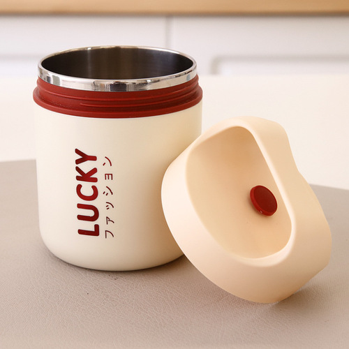 Wholesale portable oatmeal cup with lid, sealed milk cup, soy milk cup, soup can 304 stainless steel breakfast cup soup cup