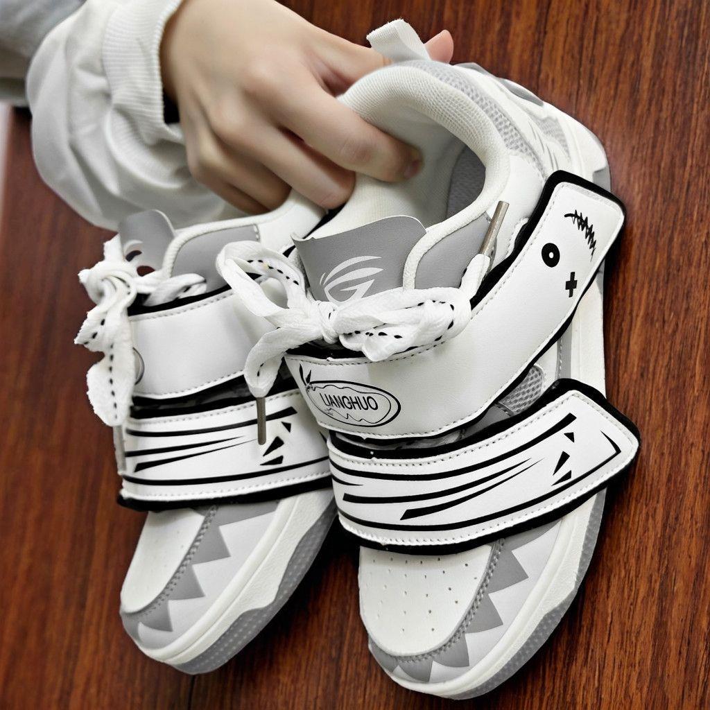 Guochao ins viento dopamina tiburón skate zapatos de suela gruesa tide ulzzang pareja casual zapatos deportivos de pan para hombre