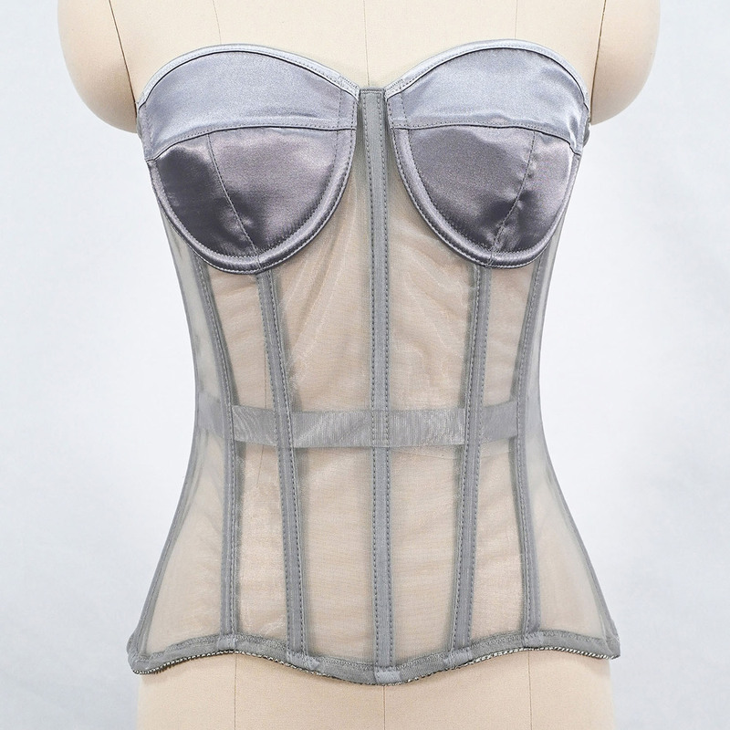 23548 Satin Single Yarn Fishbone Corset Mesh Evening Dress Wedding Dress Base Layer Lingerie Plus-Size Shapewear Corset