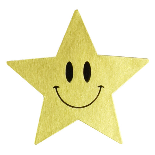 Wholesale golden five-pointed star smiley face sticker 3.8cm gift decoration reward sticker sticker sticker
