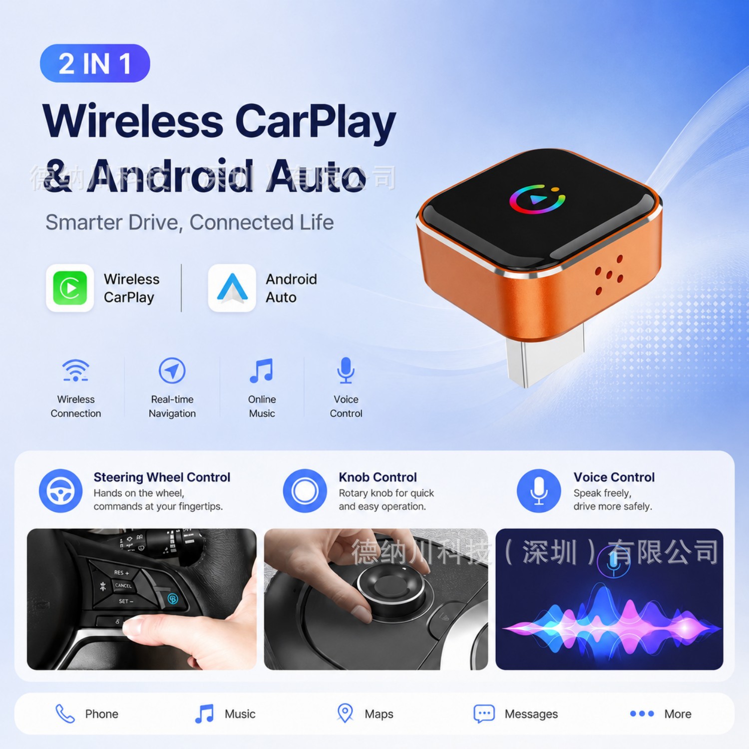 Best-selling wireless CarPlay box AndroidAuto adapter 2-in-1 smart module car-machine interconnection box