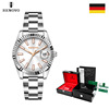 Fashionable swiss watch, steel belt, brand calendar, city style, simple and elegant design