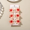 #4 Light Red [Set of 6 with Card] 4cm Nao Inlaid with Plumeria Flowers