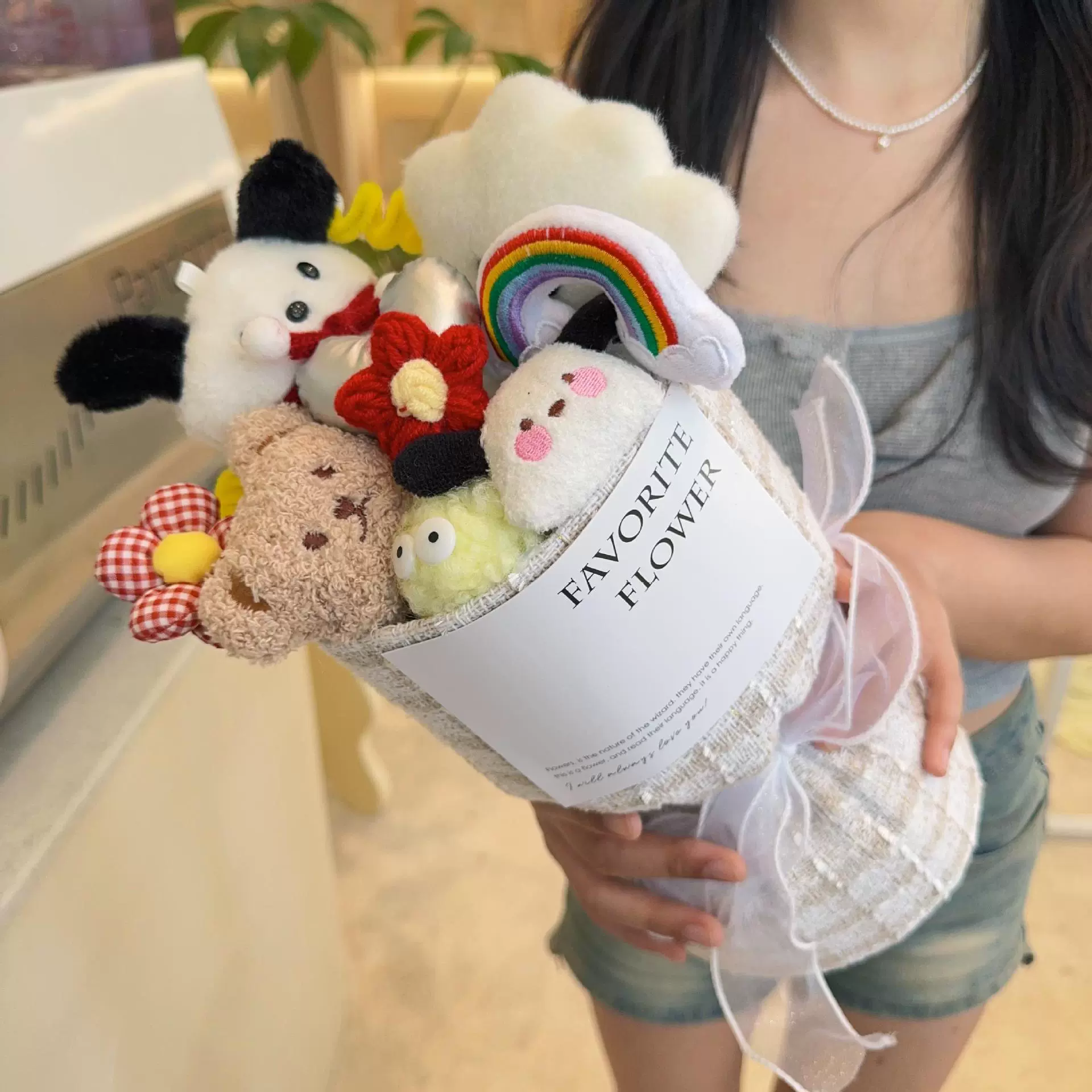 Плюшевый букет (Sanrio) assorted мультяшные куклы в льняном мешке с открыткой — подарок друзьям