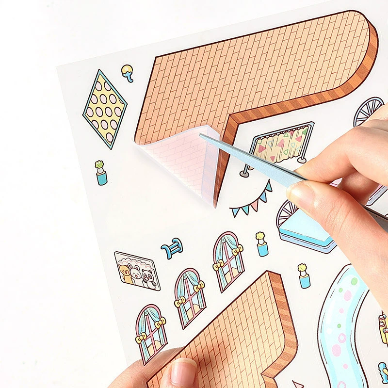 Ручные наклейки для рисования креативная весна, лето, осень и зима увеличенные ландшафтные наклейки трехслойная трехмерная миниатюрная сцена коллажа