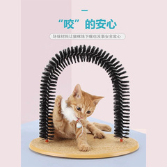 Cat Toy Arch with Fur-Rubbing Feature, Cat Massager, Pet Bath Brush for Fur Rubbing, Itch-Soothing Device