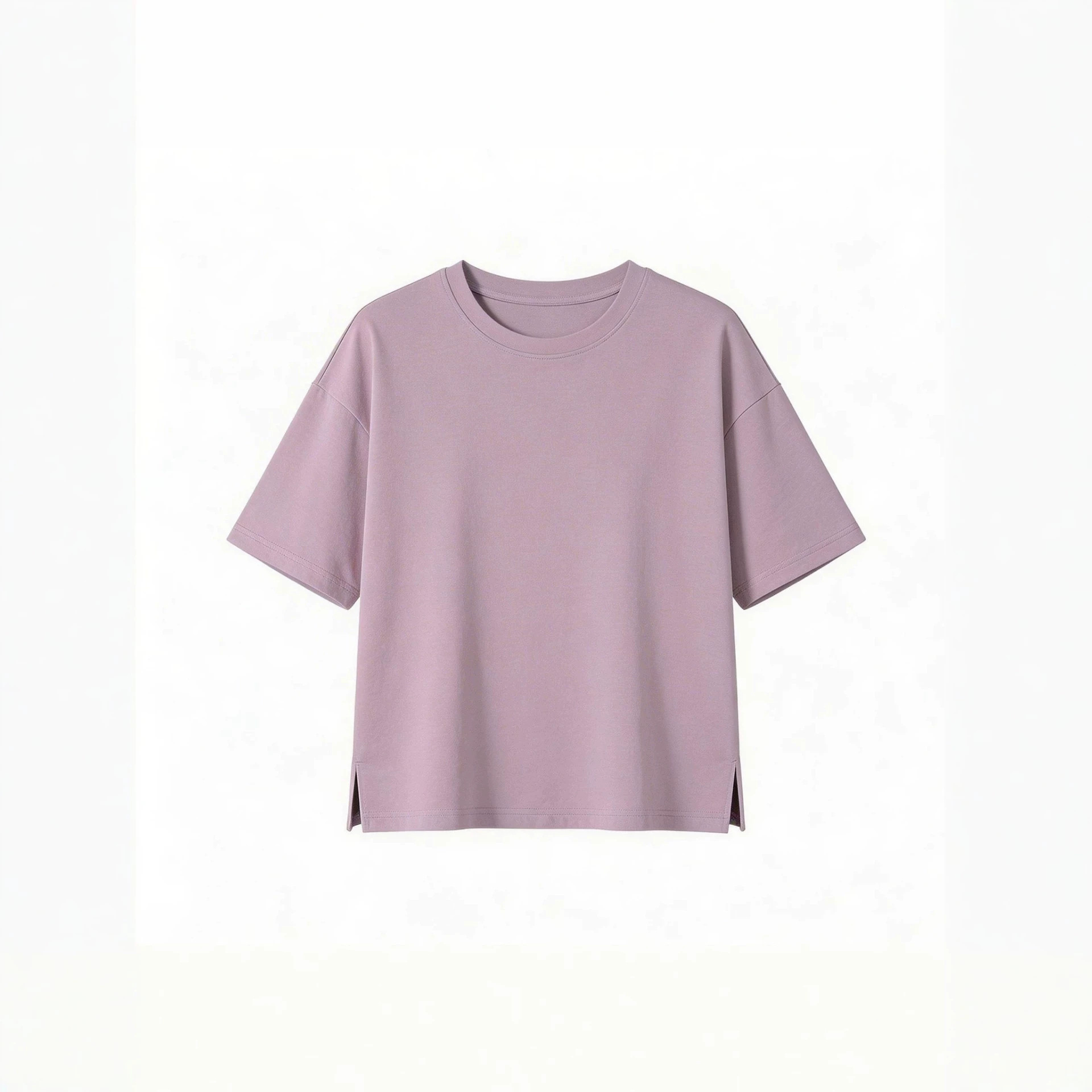 High-End Slit Design Solid Color Regular Shoulder Short-Sleeve T-Shirt for Women, 2026 Summer New Style, Slim Fit, Flattering Top for Petite Figures, Ins Style