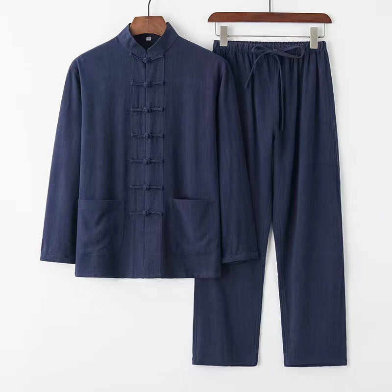 Chinese Style Men's Clothing Retro Loose Han Dynasty Tai Chi Top Zen Clothing Layman's Clothing Cotton and Linen Tang Suit Chinese Style Long-Sleeved Suit Chinese Style Men's Clothing Retro Loose Han Dynasty Tai Chi Top Zen Clothing Layman's Clothing Cotton and Linen Tang Suit Chinese Style Long-Sleeved Suit