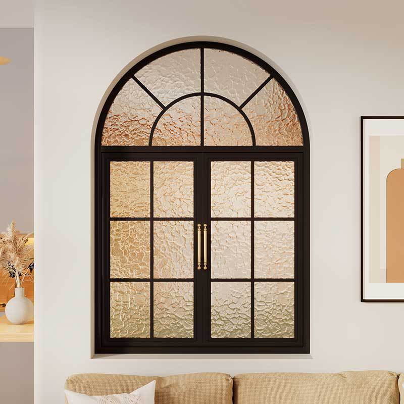 Ventana de vidrio retro francesa de hierro forjado iluminación de luz ventana abierta plana restaurante café ventana abovedada ático image 12
