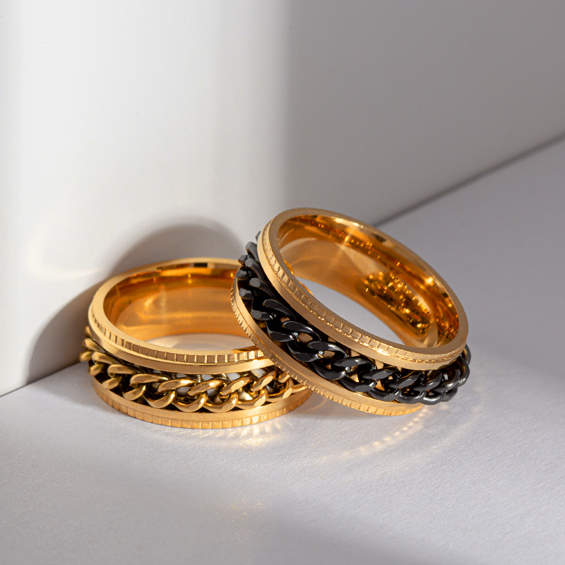 Heißer Verkauf Schmuck Herren Kette Drehen Edelstahl Dekompression Ring Standard-US-Größe Optional Multi-Color Matching_voghion.com