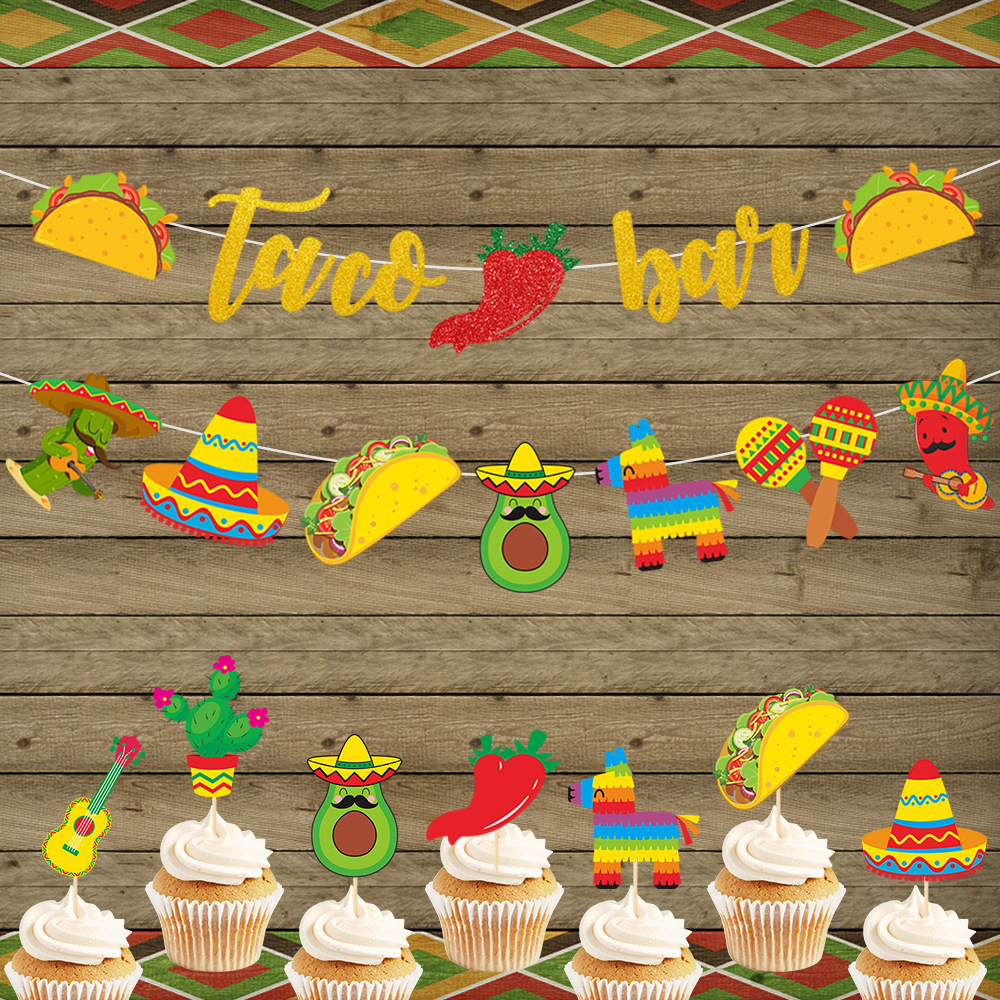 Nuevo México carnaval fiesta decoración tire bandera pastel insertar taco Mayo 5 fiesta decoración banner