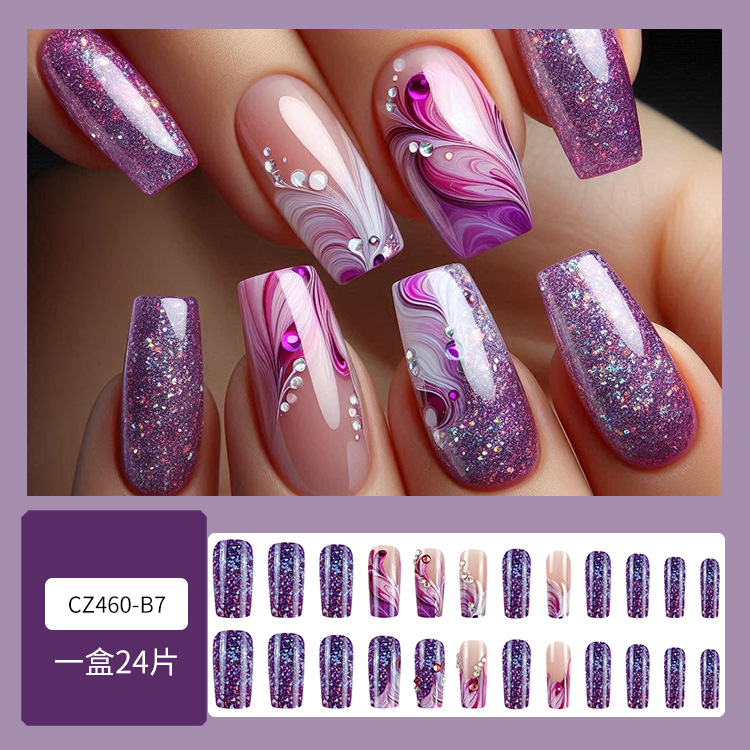 Cross-border uñas falsas uñas desgaste largo T-punto de la jalea del diamante del clavo del gel de uñas pieza de prensa al por mayor en las uñas