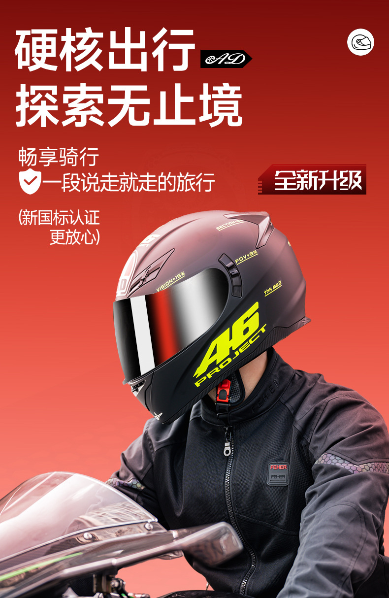 Ad Electric Motorcycle Helmet for Men and Women Winter Motorcycle 3C Certified Full-Face Helmet Dot Four-Season Safety Helmet Led Taillight