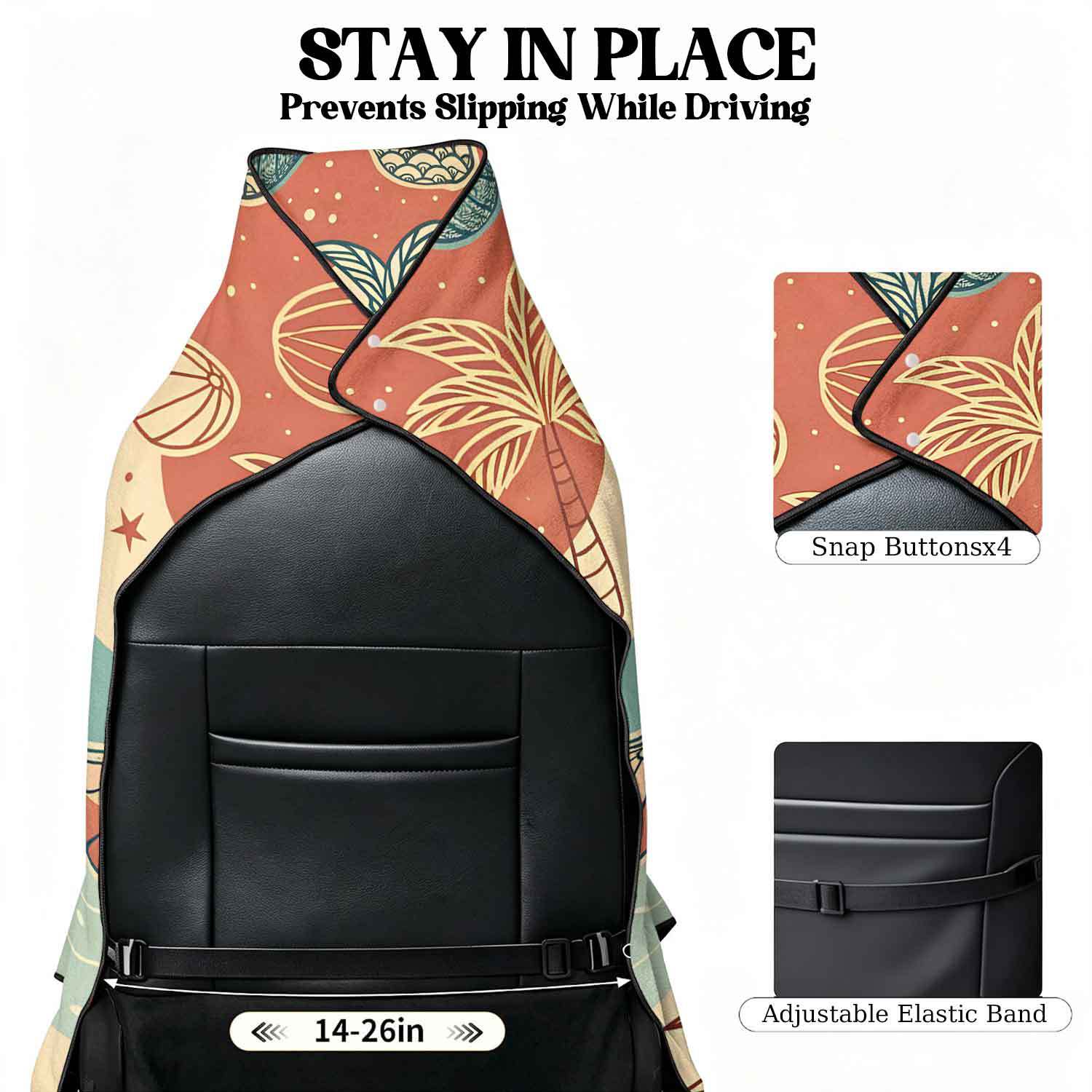 Printed bath towel and car seat cover 2-in-1, ultra-fine fiber outdoor beach and car dual-use universal seat cushion