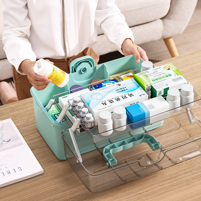分類された救急薬箱、家庭用大型容量薬箱、薬収納ボックス、薬収納ボックス、医療ボックス|undefined