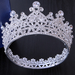 新娘水鑽大皇冠　歐美誇張合金整圈王冠　新娘水晶皇冠頭飾批發