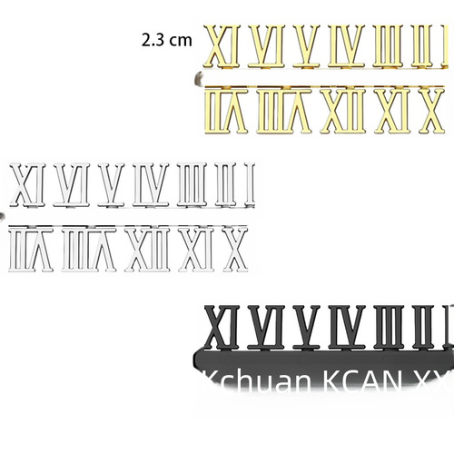 Cross-border number 1-3CM clock numbers Arabic numerals Roman numerals three colors of gold, silver, and black