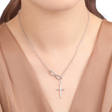 跨境外贸不锈钢数字8十字架吊坠项链项饰时尚感潮流饰品厂家直销