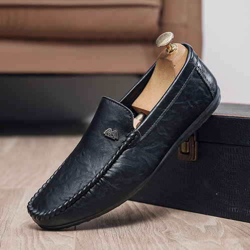 Men's Summer Trendy Driving Shoes, Casual Korean Style Lazy Shoes, Soft Face and Soft Sole Leather Shoes, Fashionable and Versatile Men's Shoes