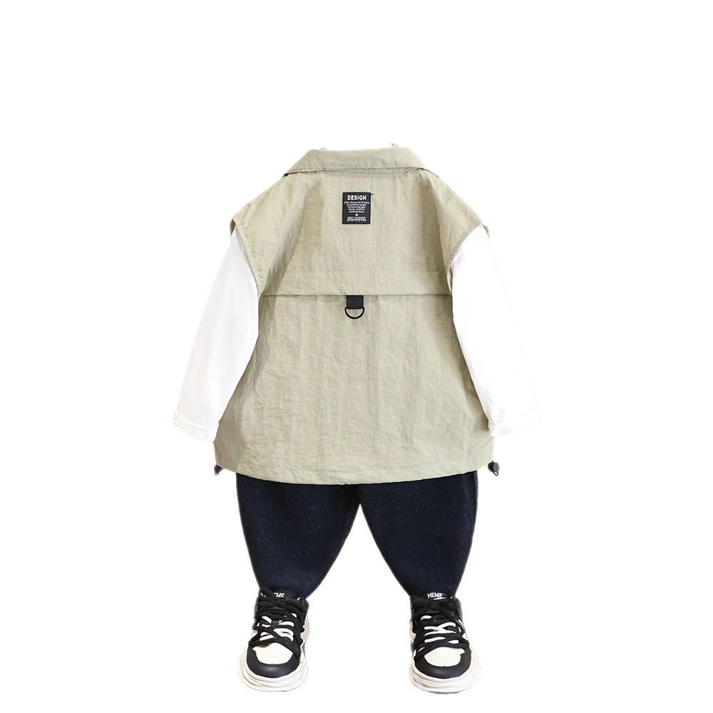 7525 chaleco para niños modelos de primavera y otoño 2025 nueva ropa para niños chaqueta superior sin mangas de primavera chaleco coreano para niños