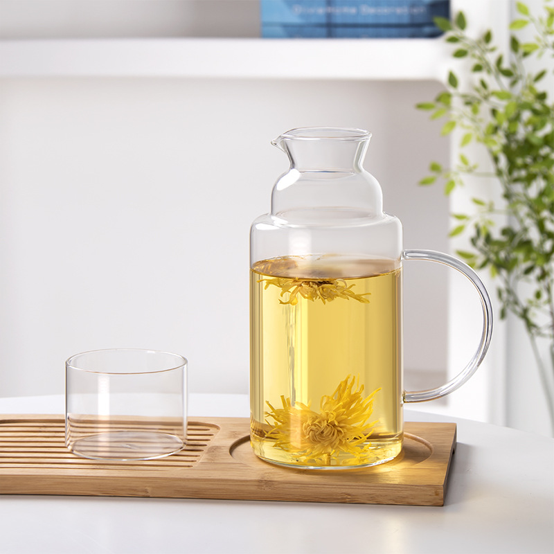 Retro hervidor de agua fría de vidrio resistente a altas temperaturas, hervidor de agua fría de vidrio abierto fría y grueso, refrigerador doméstico sin plomo