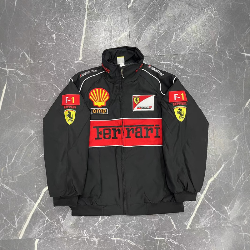 F1 Racing Suit Embroidered Racing Suit Cycling Suit Retro Style Jacket Street Style Coat Embroidered Cotton Jacket Custom-Made