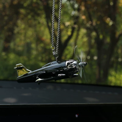 Solar-Powered Car Rearview Mirror Pendant, Rotatable, Men's and Women's Style, Creative, Personalized, Cute and Trendy (Car hanging) - solar-aircraft-cool-black-rotation-in-light