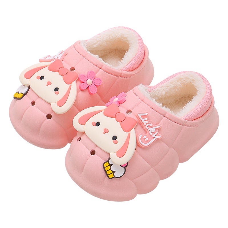 Zapatillas de algodón para niños de invierno niños y niñas cálidos forrados de lana de dibujos animados padre-hijo a prueba de agua bolsa para niños talón zapatos de algodón para bebés