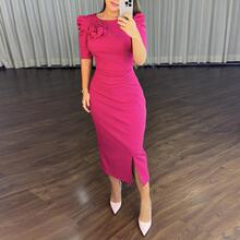 G 35965 Rose red floral bodycon dress õ�tɫ�������ȹ�W����