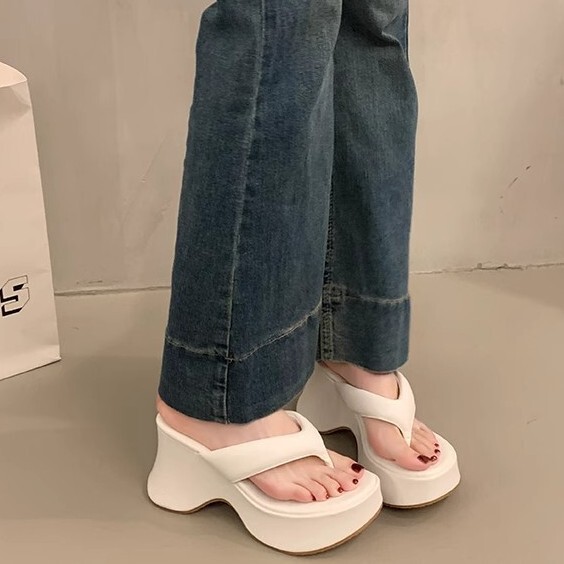 Wedge Super High Heel Platform Thick-Soled Waterproof Platform Sandals for Women Summer Fashion Outer Wear Small Flip-Flops