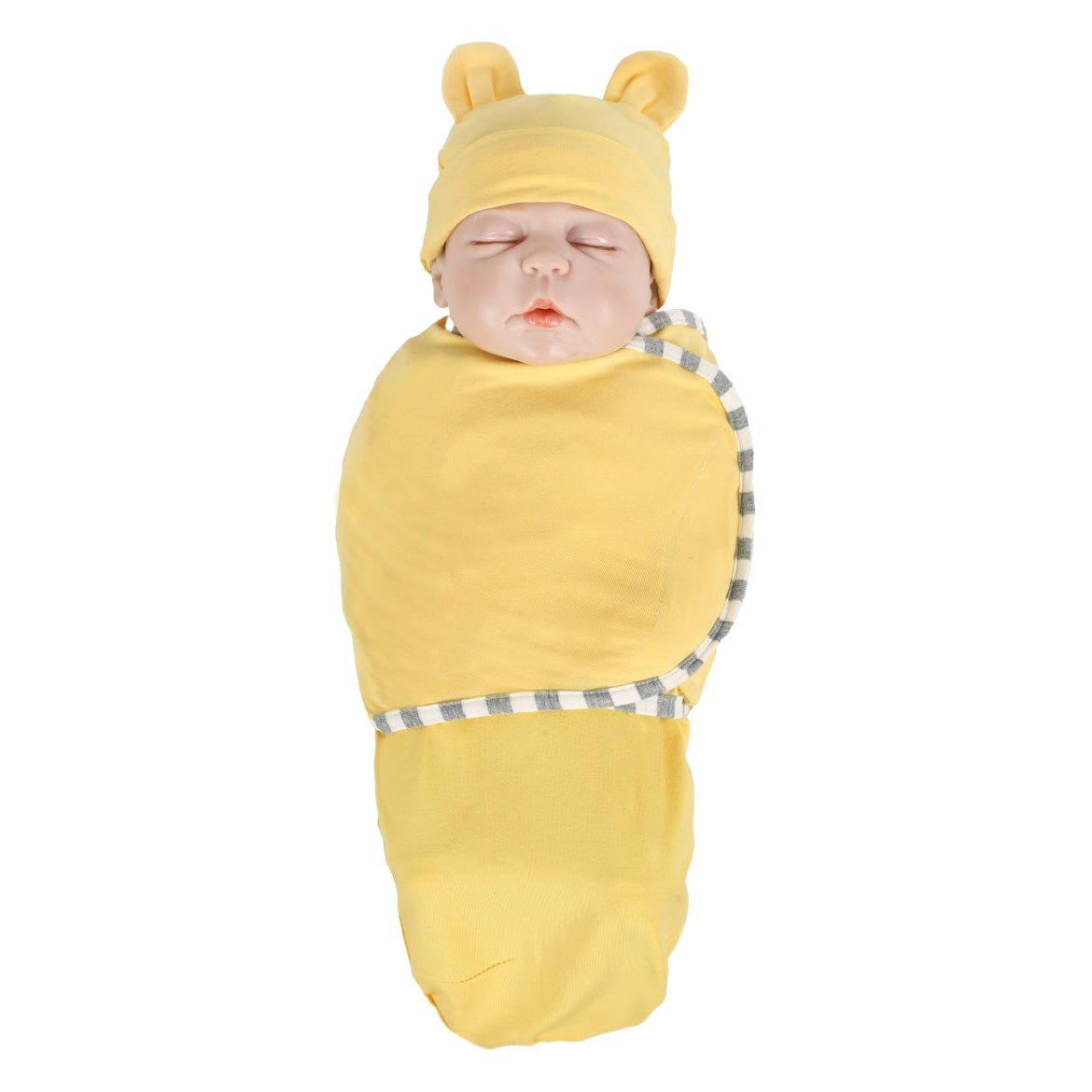 Recién nacido anti-shock WRAP toalla bebé WRAP manta algodón bebé tapa del neumático + saco de dormir traje 0-3 meses conejo tapa del oído